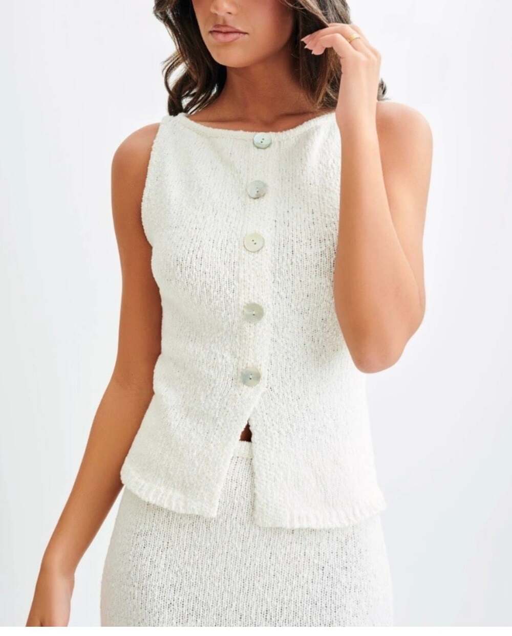 MESHKI Women's Sleeveless Button-Down Knit Tank Top Size S
